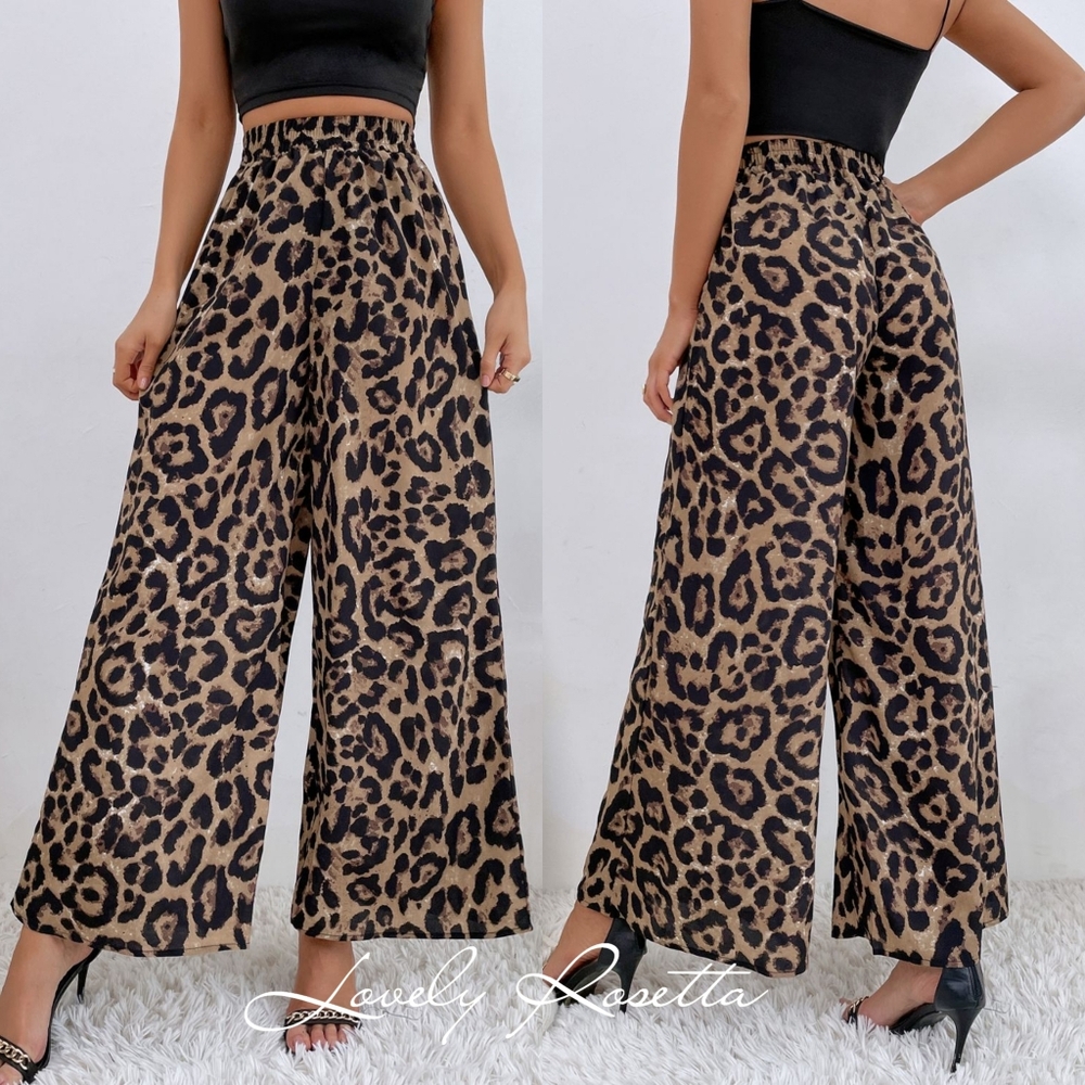 Leopard Print Wide-Leg Pants - Picture 7 of 7